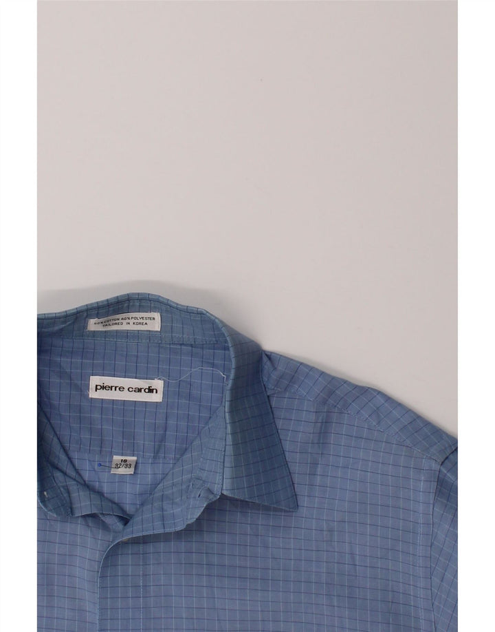PIERRE CARDIN Mens Shirt Size 16 Large Blue Check Cotton Vintage Pierre Cardin and Second-Hand Pierre Cardin from Messina Hembry 