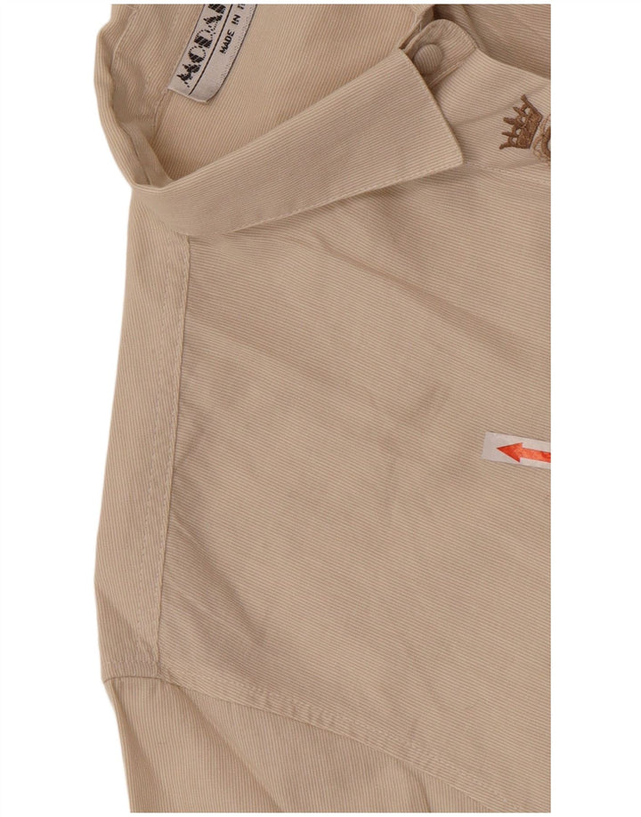 Vintage dameskjorte UK 14 Large Beige Pinstripe
