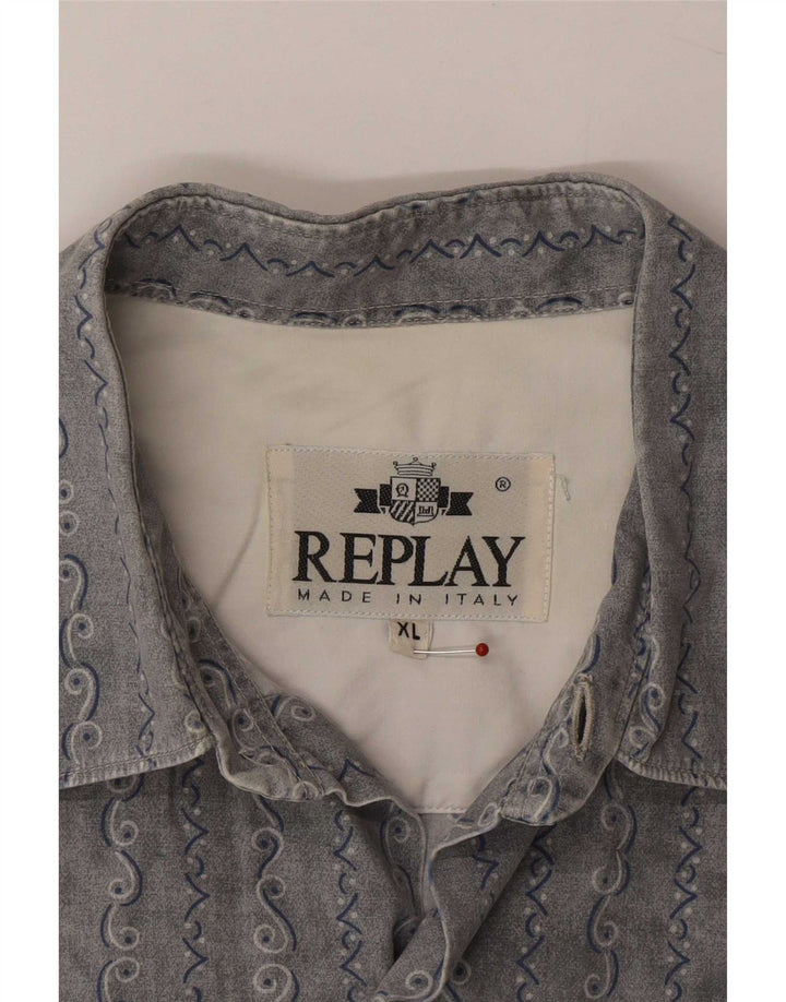 Replay Herreskjorte XL Grå Paisley
