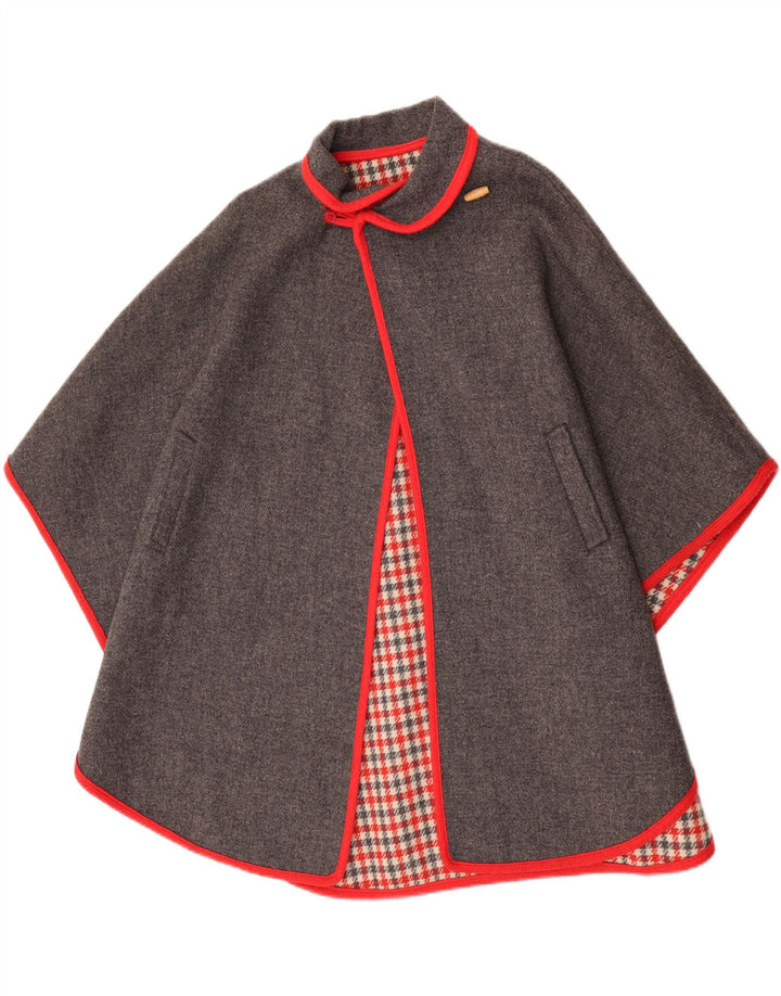 Vintage Cape Coat til kvinder One Size grå uld