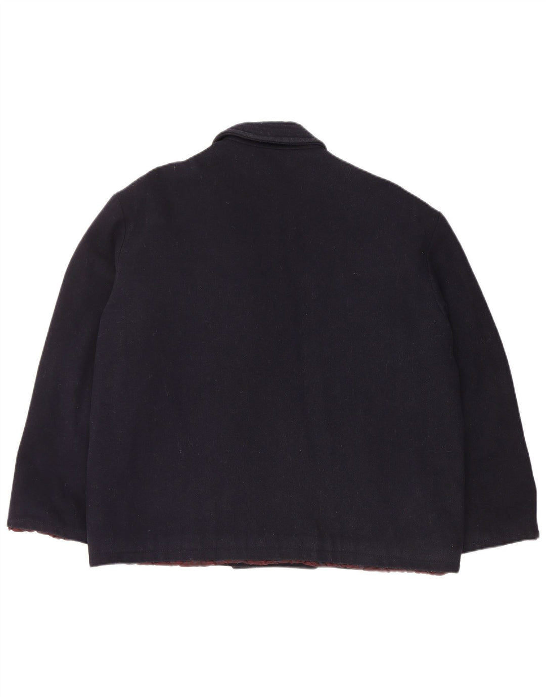Vintage Dame Dobbeltradet Bomber Jacket UK 18 XL Navy Blue