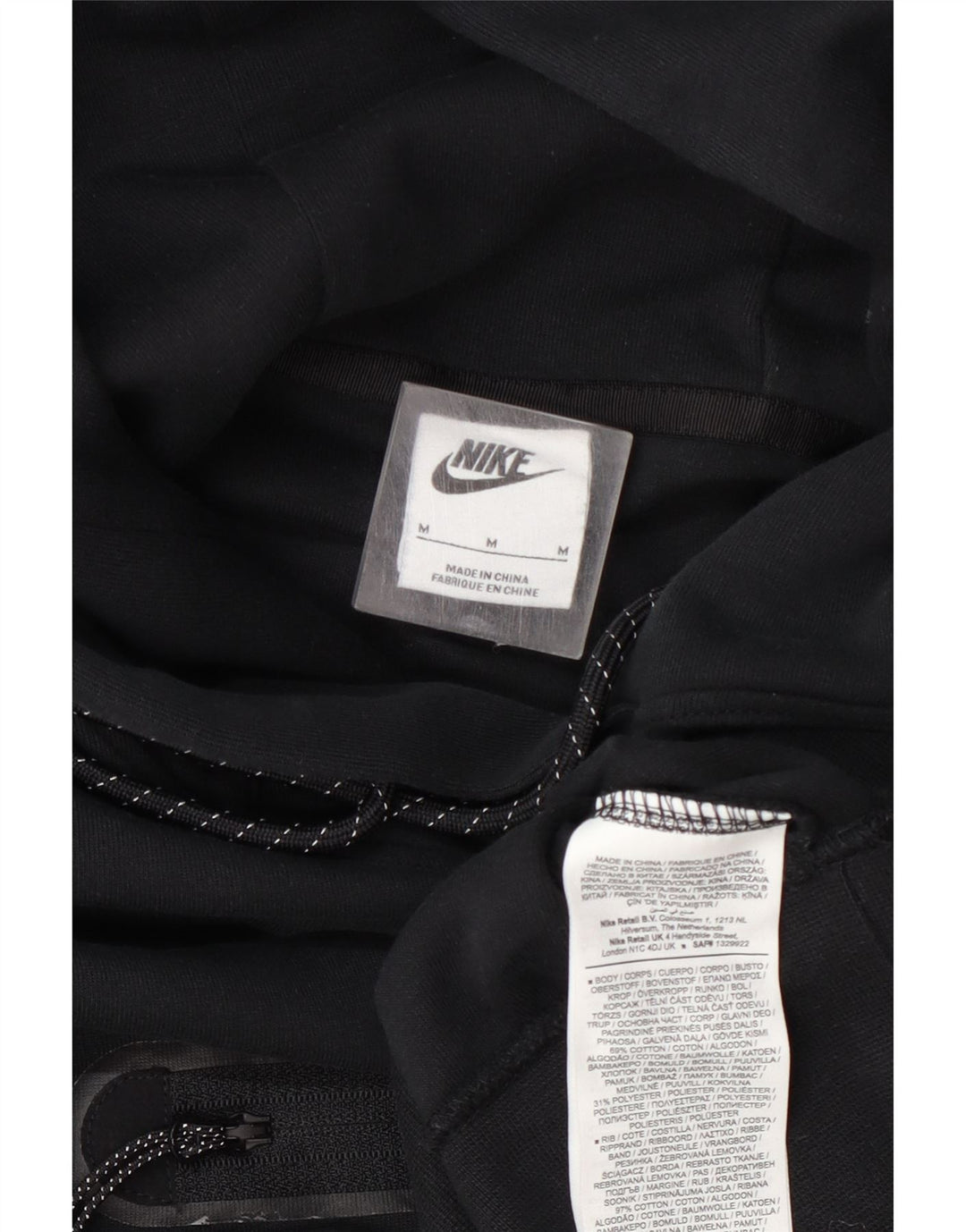 Nike Dame Crop Oversized Hoodie Jumper UK 14 Medium Sort Bomuld