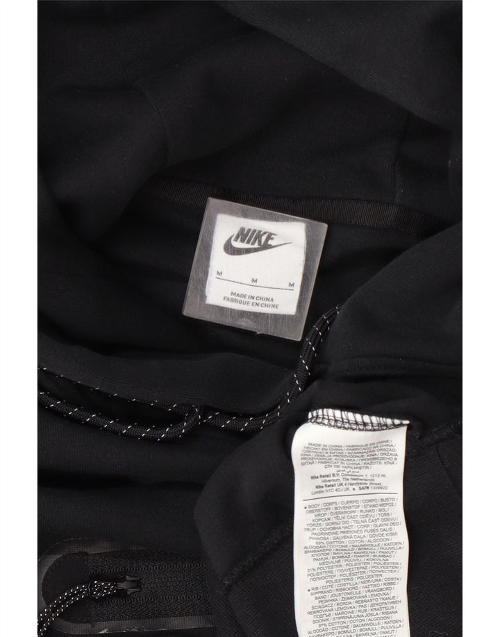 Nike Dame Crop Oversized Hoodie Jumper UK 14 Medium Sort Bomuld