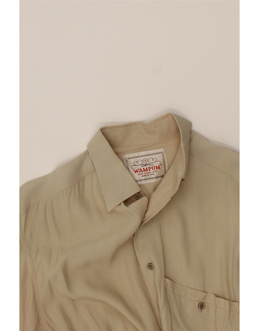 WAMPUM Mens Short Sleeve Shirt Small Beige Vintage Wampum and Second-Hand Wampum from Messina Hembry 