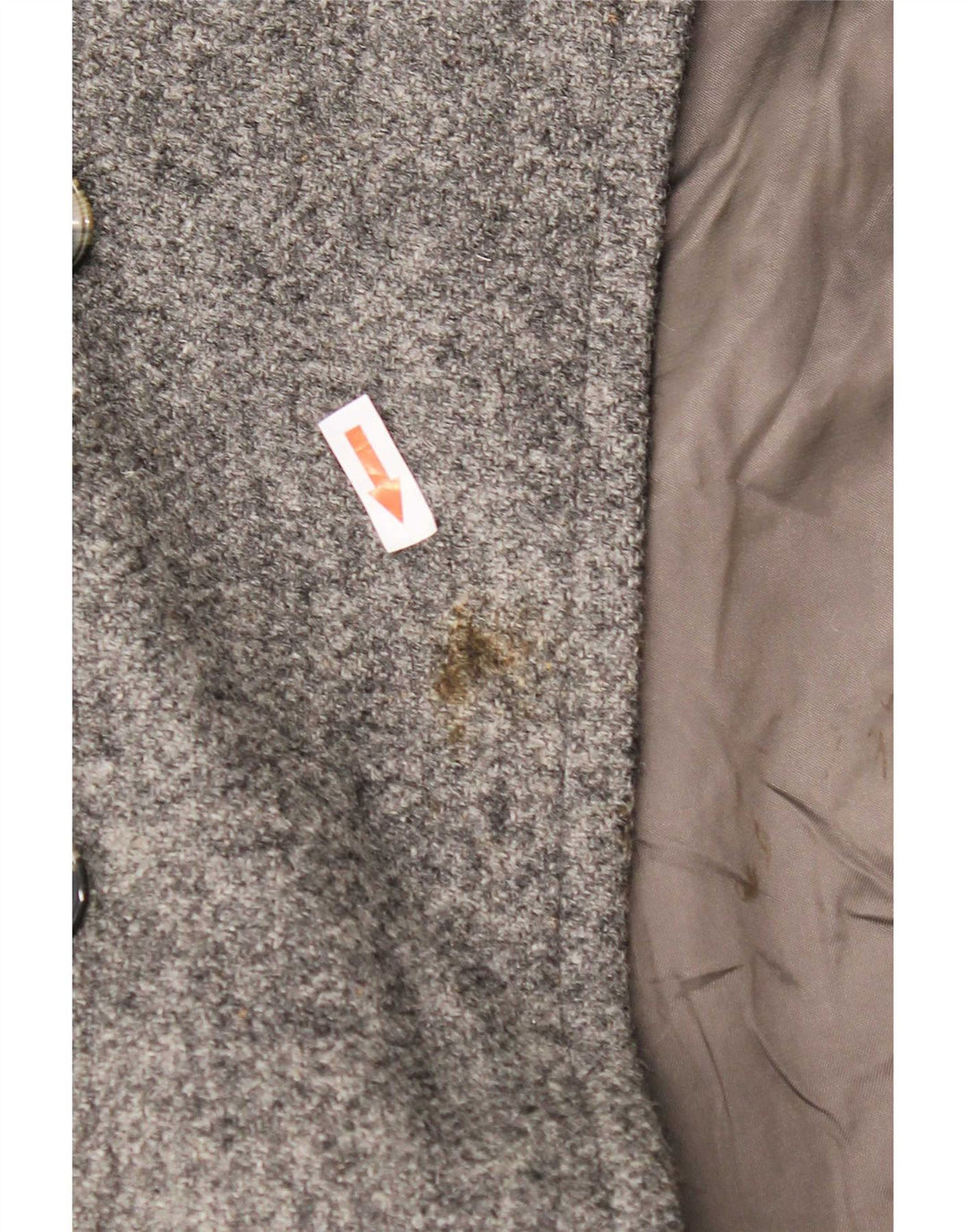Vintage dobbeltradet frakke til kvinder UK 14 Medium Grey Flecked Virgin Wool