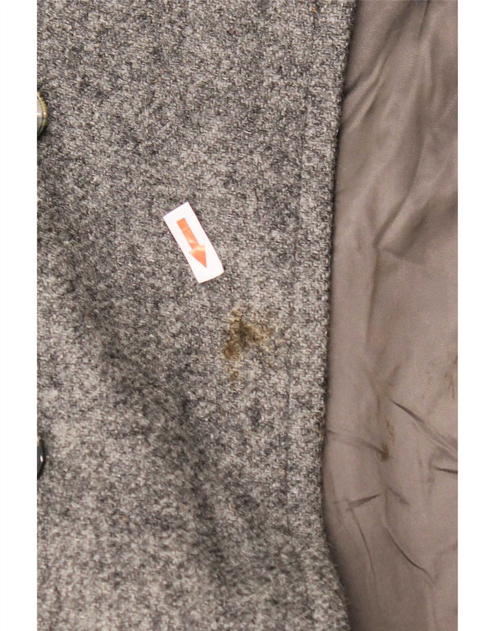 Vintage dobbeltradet frakke til kvinder UK 14 Medium Grey Flecked Virgin Wool
