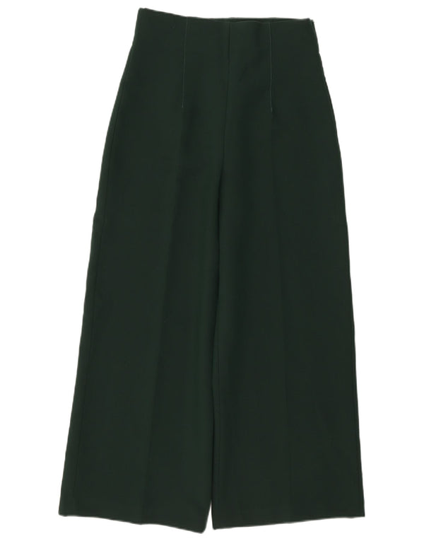 Zara Womens Wide Leg Casual Trousers Small W26 L25 Green
