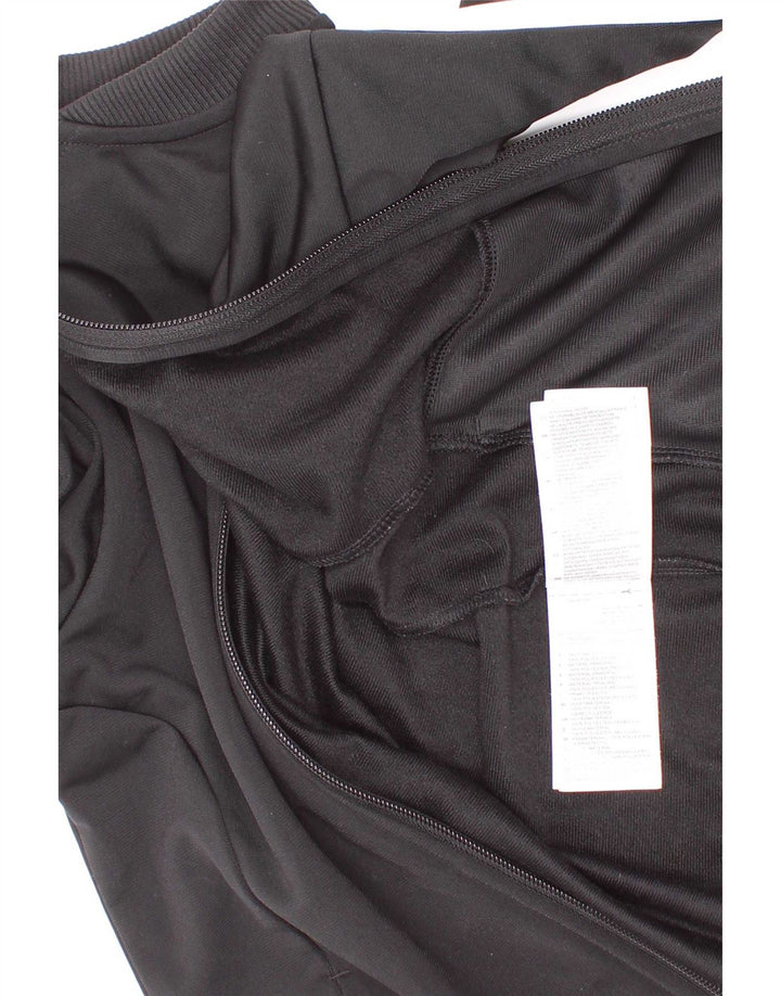 Adidas piger træningsdragt topjakke 7-8 år sort nålestribet polyester