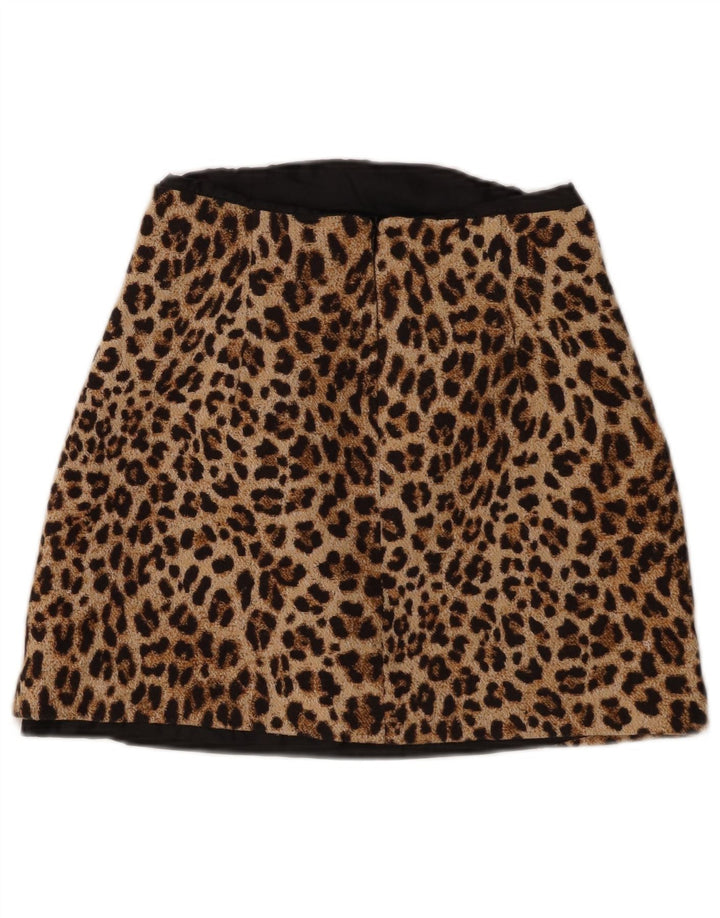 Zara Dame Mini-nederdel Small W26 Brown Animal Print