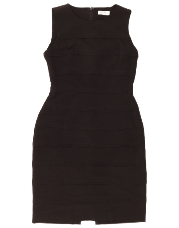 Calvin Klein Dame Sleeveless Sheath Dress UK 8 Small Black Polyester