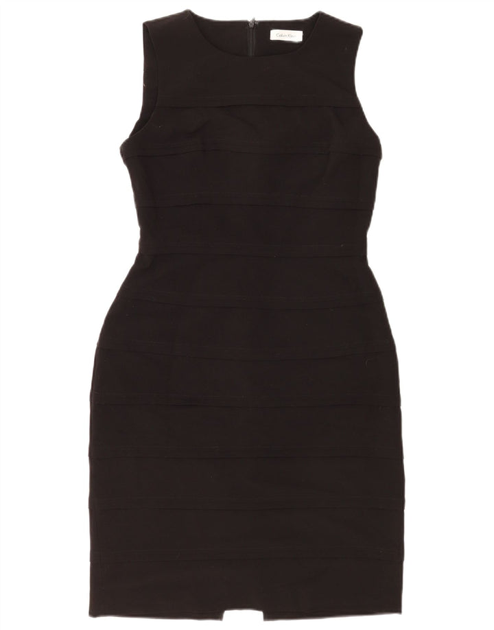 Calvin Klein Dame Sleeveless Sheath Dress UK 8 Small Black Polyester
