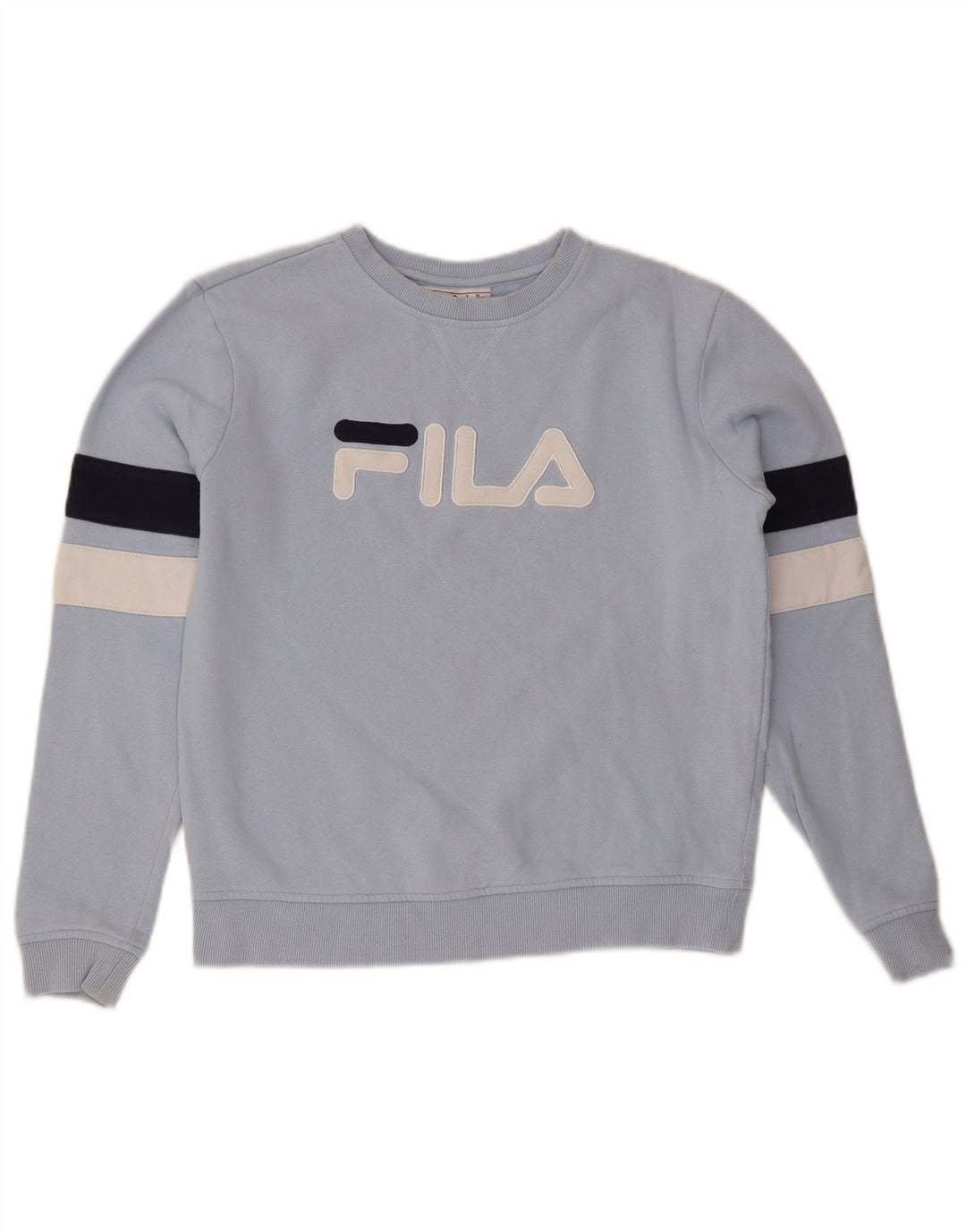 FILA Dame Oversized Sweatshirt Jumper UK 10 Small Blue Colourblock