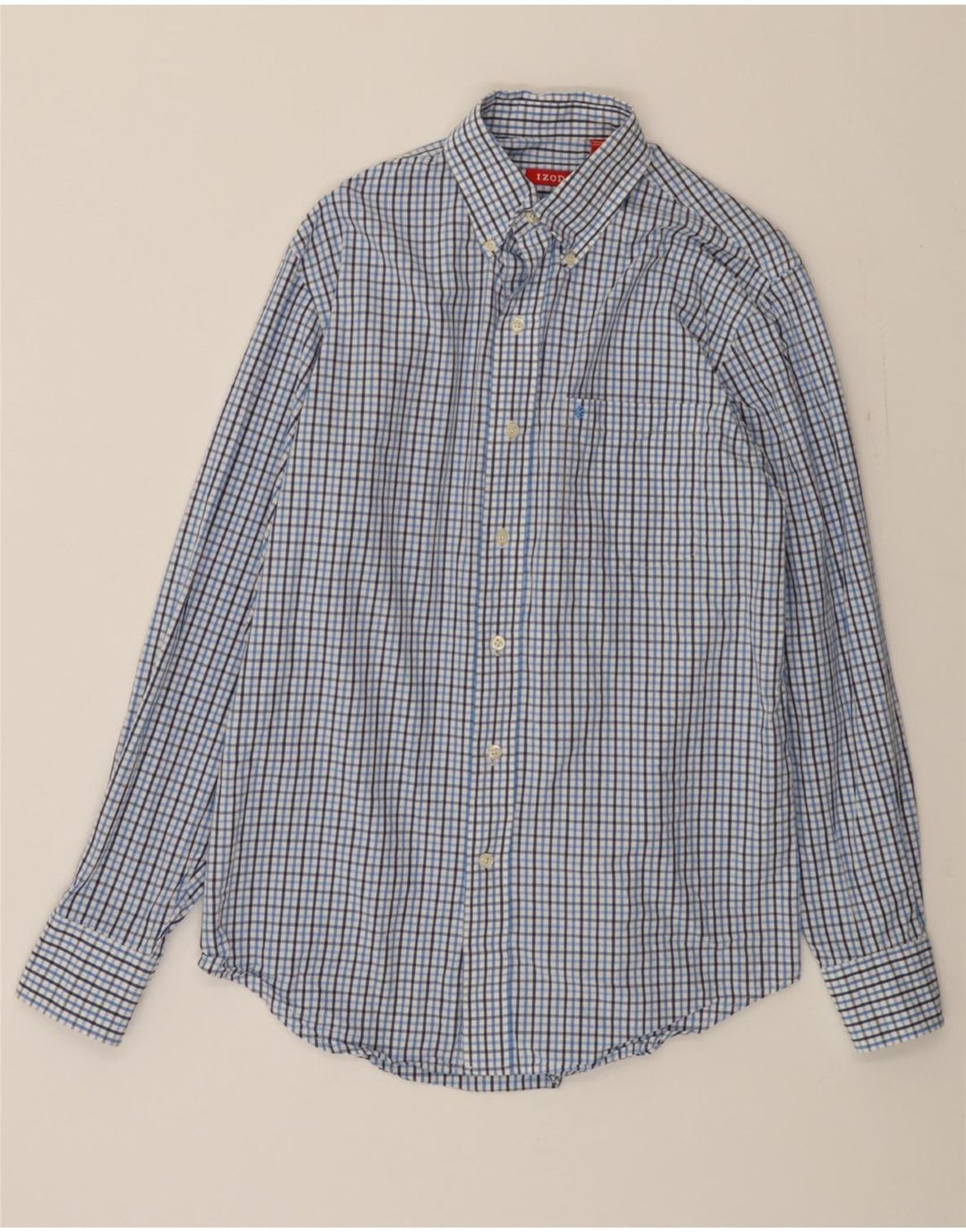 IZOD Mens Shirt Small Blue Check Cotton Vintage Izod and Second-Hand Izod from Messina Hembry 