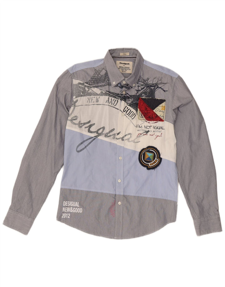 Desigual Herre Grafisk Slim Fit skjorte Medium Flerfarvet Colourblock