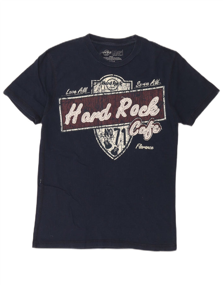HARD ROCK CAFE Herre Florence grafisk T-shirt Top Lille marineblå bomuld