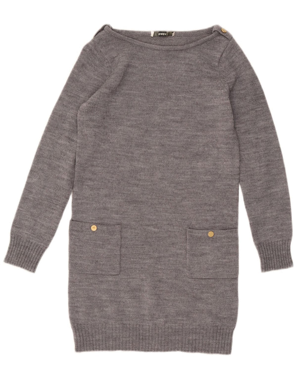 Oasis Womens Jumper Dress UK 10 Small Grey Flecked Wool