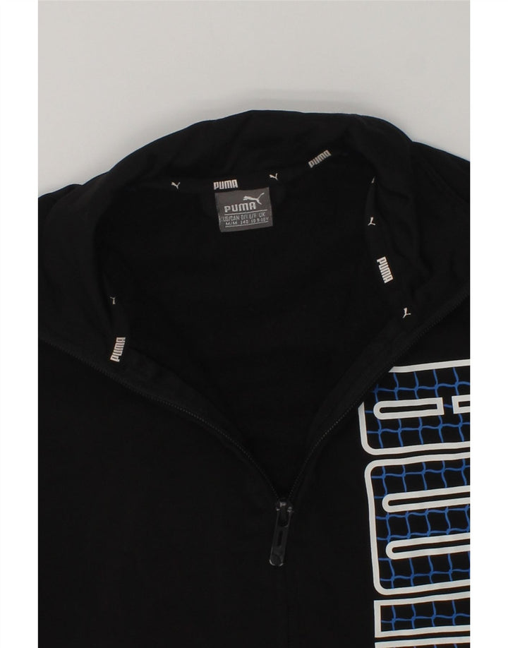 PUMA Boys Graphic Tracksuit Top Jacket 9-10 Years Black Polyester | Vintage Puma | Thrift | Second-Hand Puma | Used Clothing | Messina Hembry 