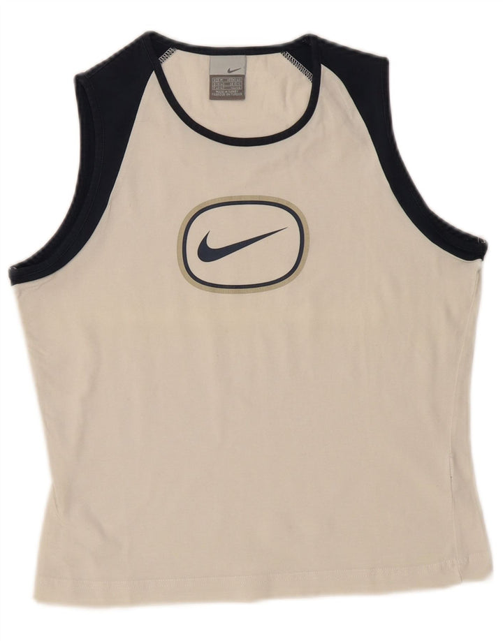 Nike Womens Crop Grafisk Vest Top UK 10/12 Medium White Colourblock