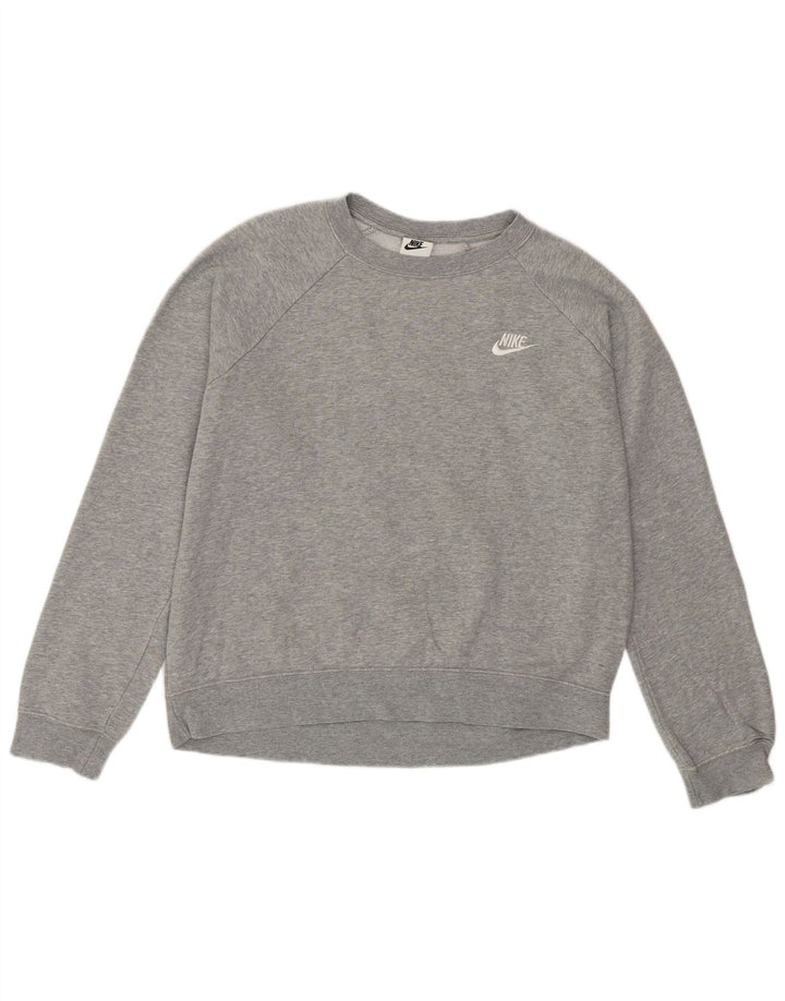Nike Dame Loose Fit Sweatshirt Jumper UK 12 Medium Grey Bomuld