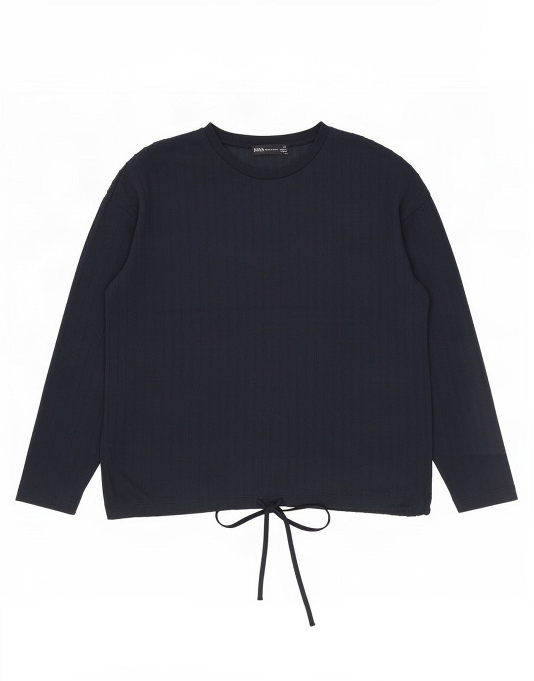 Marks & Spencer Dame Top Langærmet UK 12 Medium Navy Blue Polyester