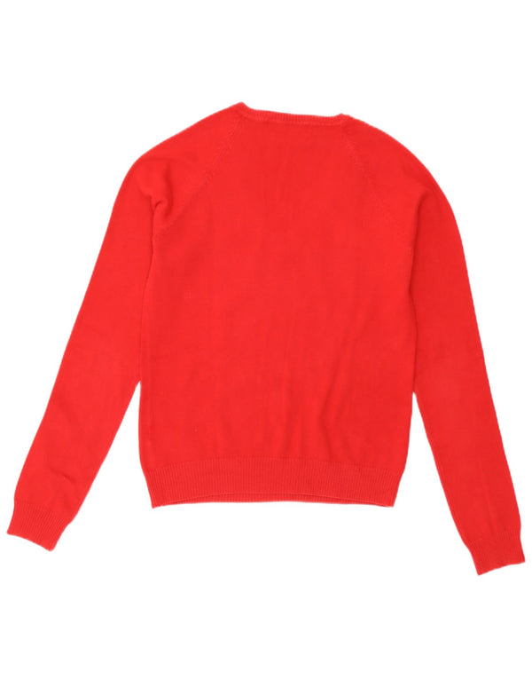 Zara Dame V-hals sweater UK 12 Medium Rød Bomuld