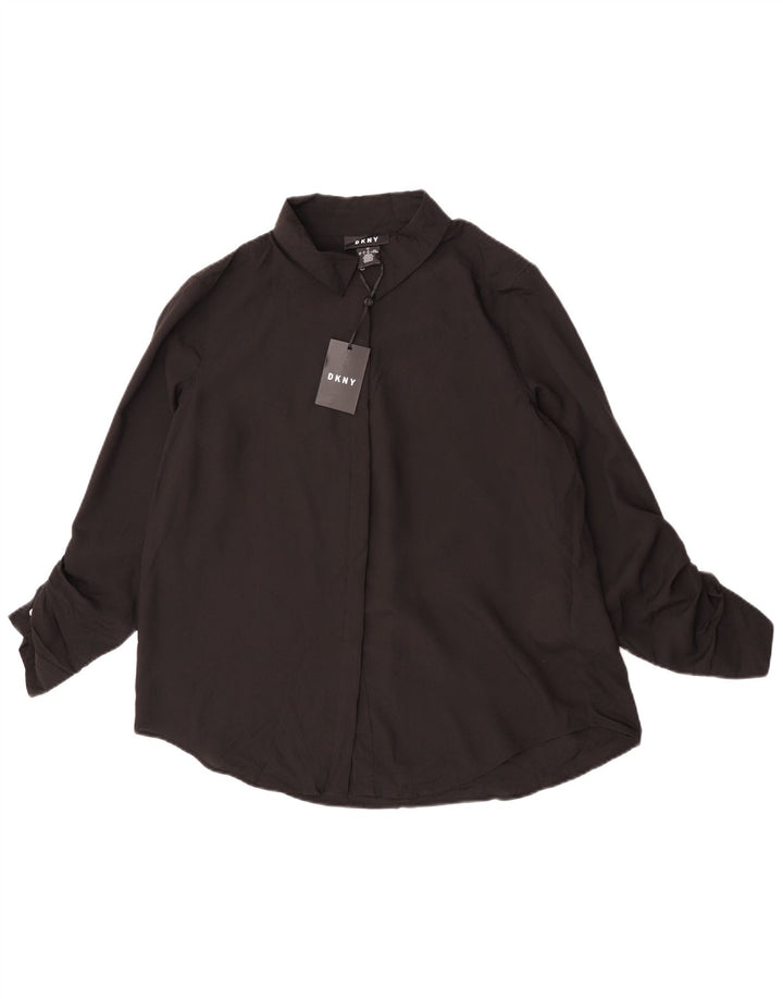 Dkny Womens Shirt Bluse UK 16 Large Black Polyester