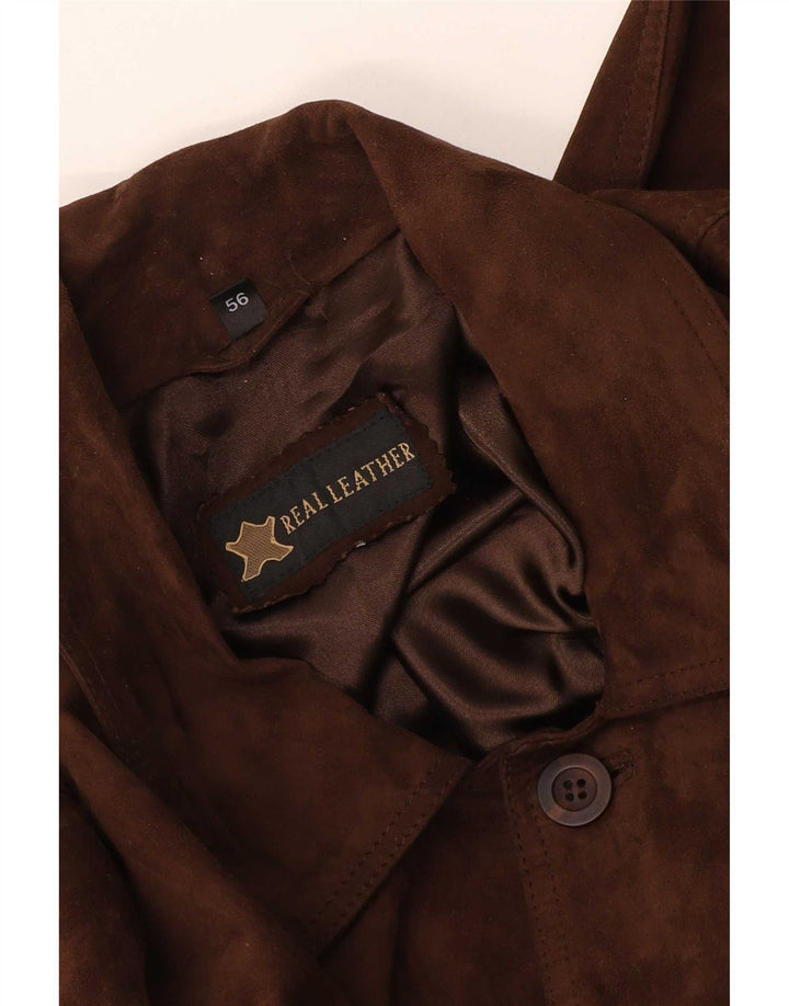 Vintage herre ruskind bomberjakke IT 56 2XL brunt læder