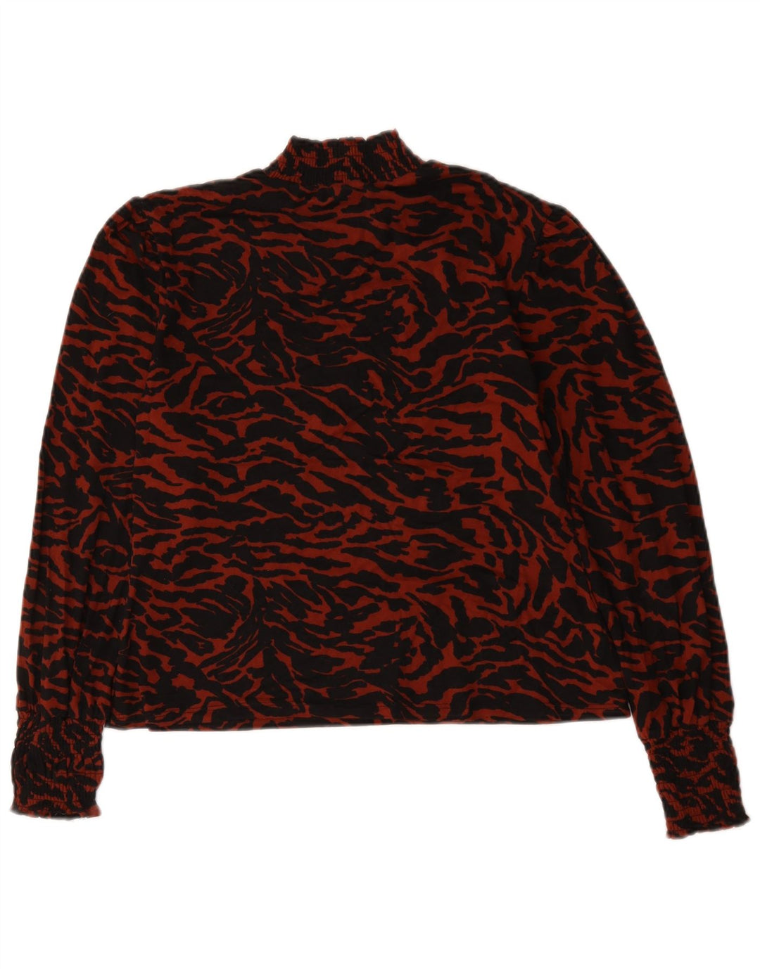 Oasis Dame Langærmet Bluse Top UK 14 Large Red Animal Print Polyester
