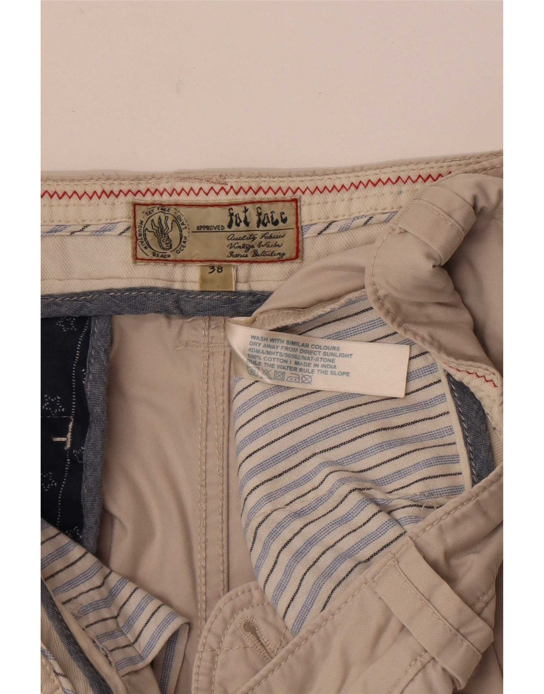 Fat Face Herre Chino Shorts W38 XL Beige Bomuld