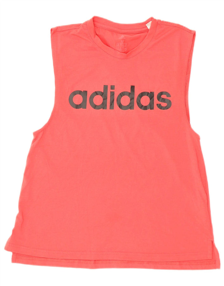 Adidas Dame Grafisk Vest Top UK 12 Medium Pink Polyester