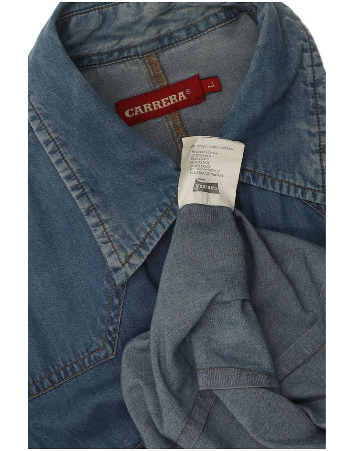 Carrera Dame Denim Shirt UK 16 Large Blue Cotton