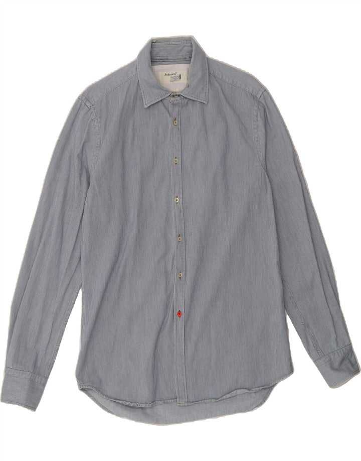 JECKERSON Mens Shirt Large Blue Pinstripe Cotton Vintage Jeckerson and Second-Hand Jeckerson from Messina Hembry 