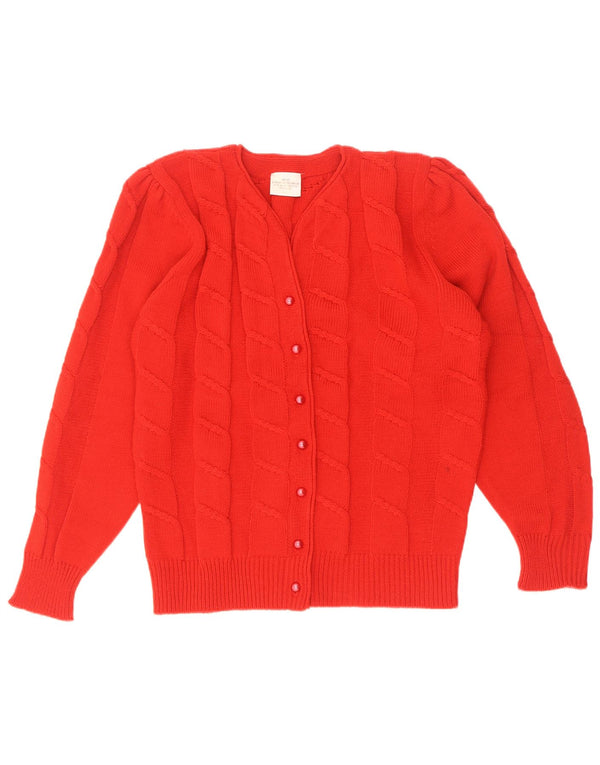 Vintage dame cardigan sweater UK 14/16 medium rød polyakryl