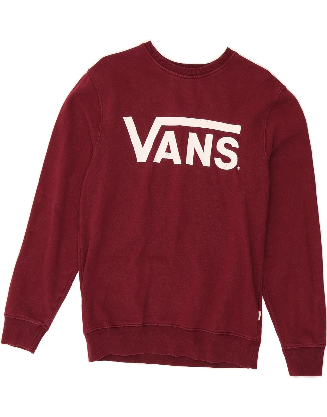VANS Mens Graphic Sweatshirt Jumper Small Burgundy Vintage Vans and Second-Hand Vans from Messina Hembry 