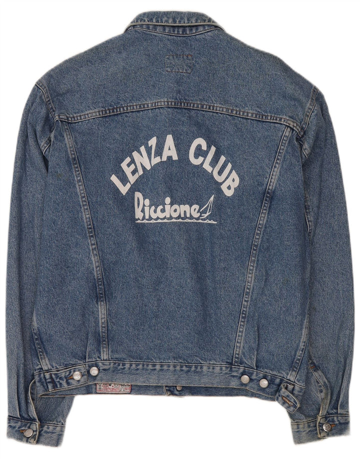 Rifle Herre grafisk denimjakke UK 44 2XL Blå Retro