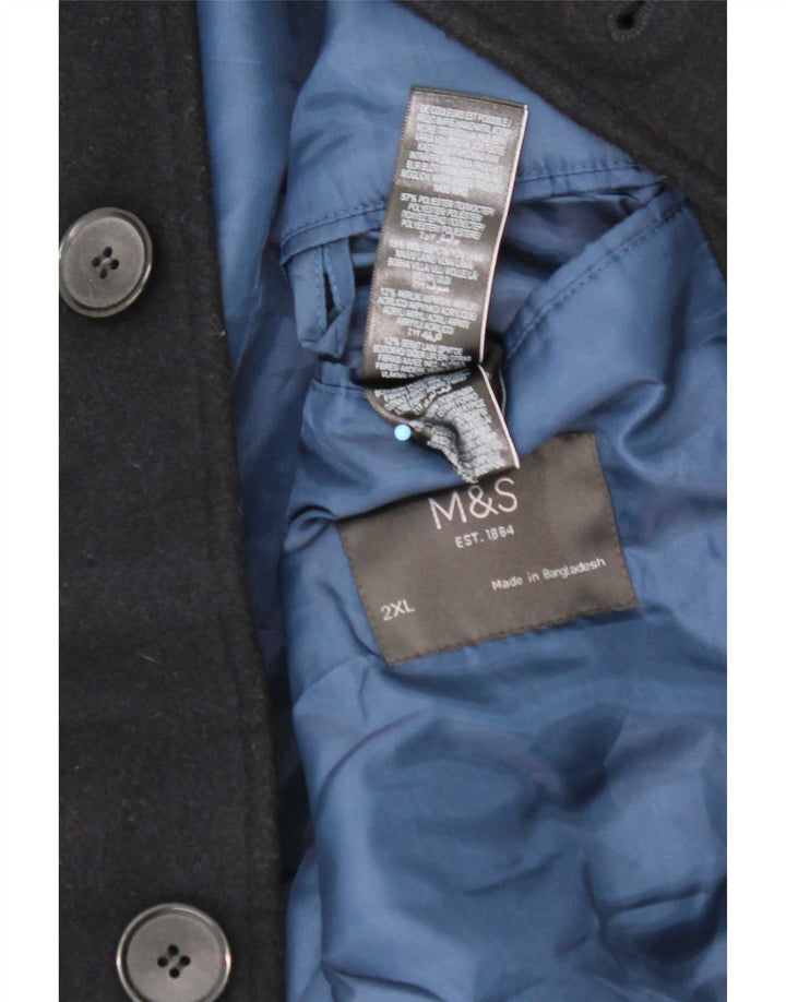 Marks & Spencer Dame Overfrakke UK 20 2XL Navy Blue Polyester