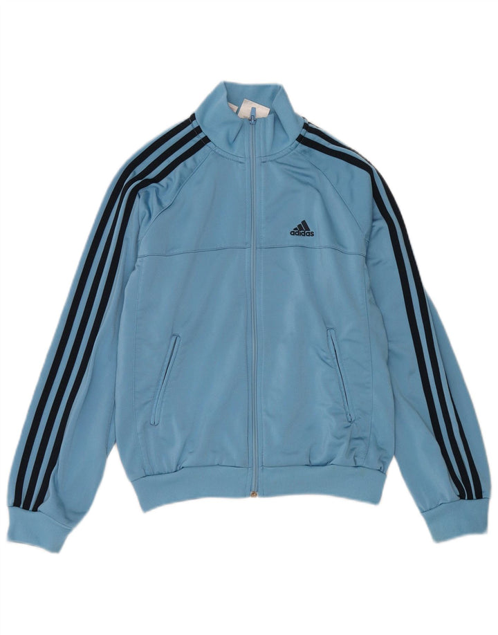 ADIDAS Boys Tracksuit Top Jacket 11-12 Years Blue Polyester Sports