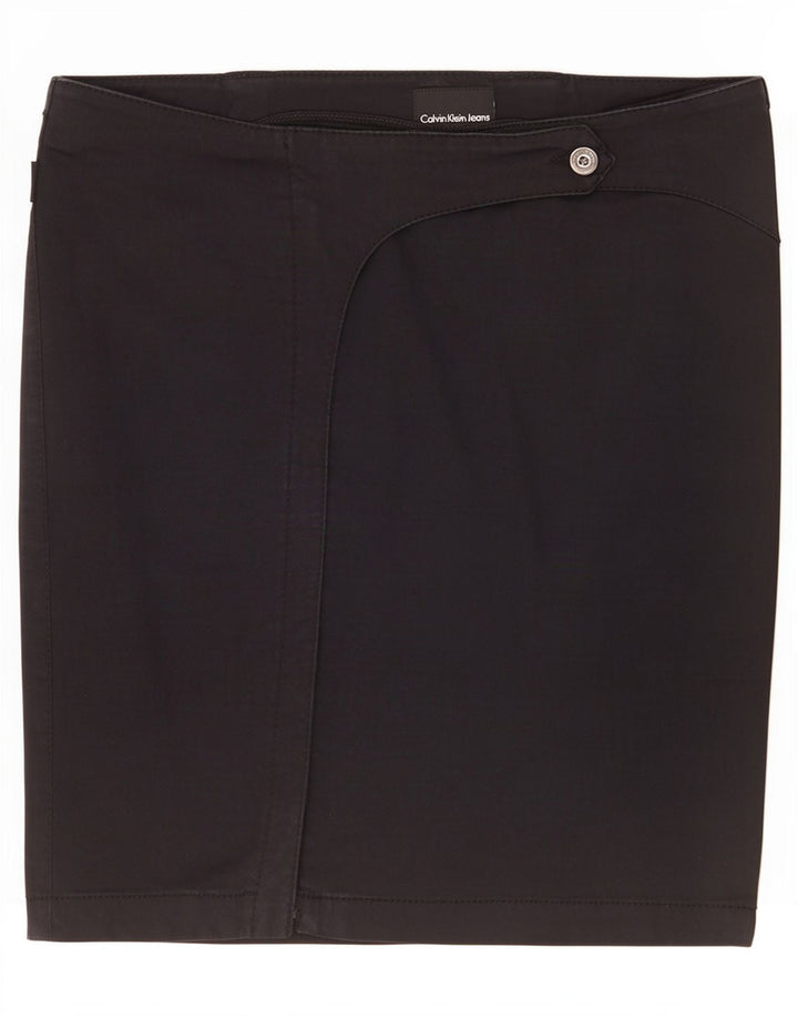 Calvin Klein Dame Mini Wrap Nederdel Medium W30 Sort Bomuld