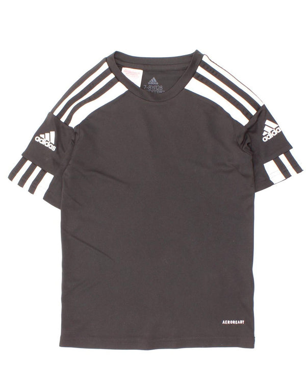Adidas Boys Aeroready T-Shirt Top 7-8 år Sort Colourblock Polyester