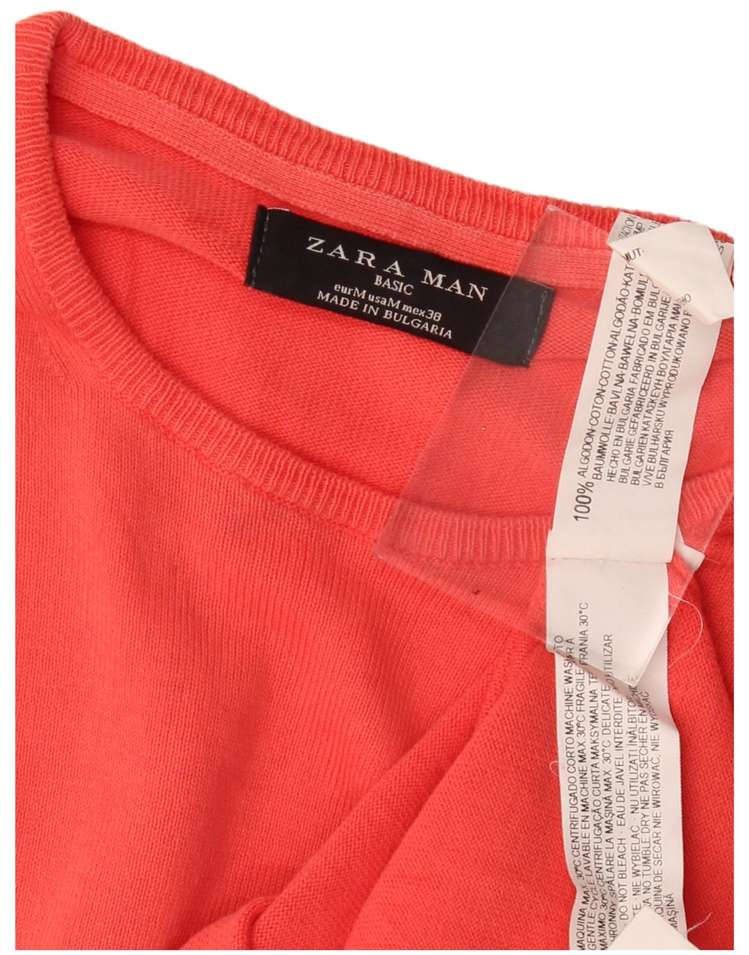 Zara Herre sweater med rund hals, medium rød bomuld