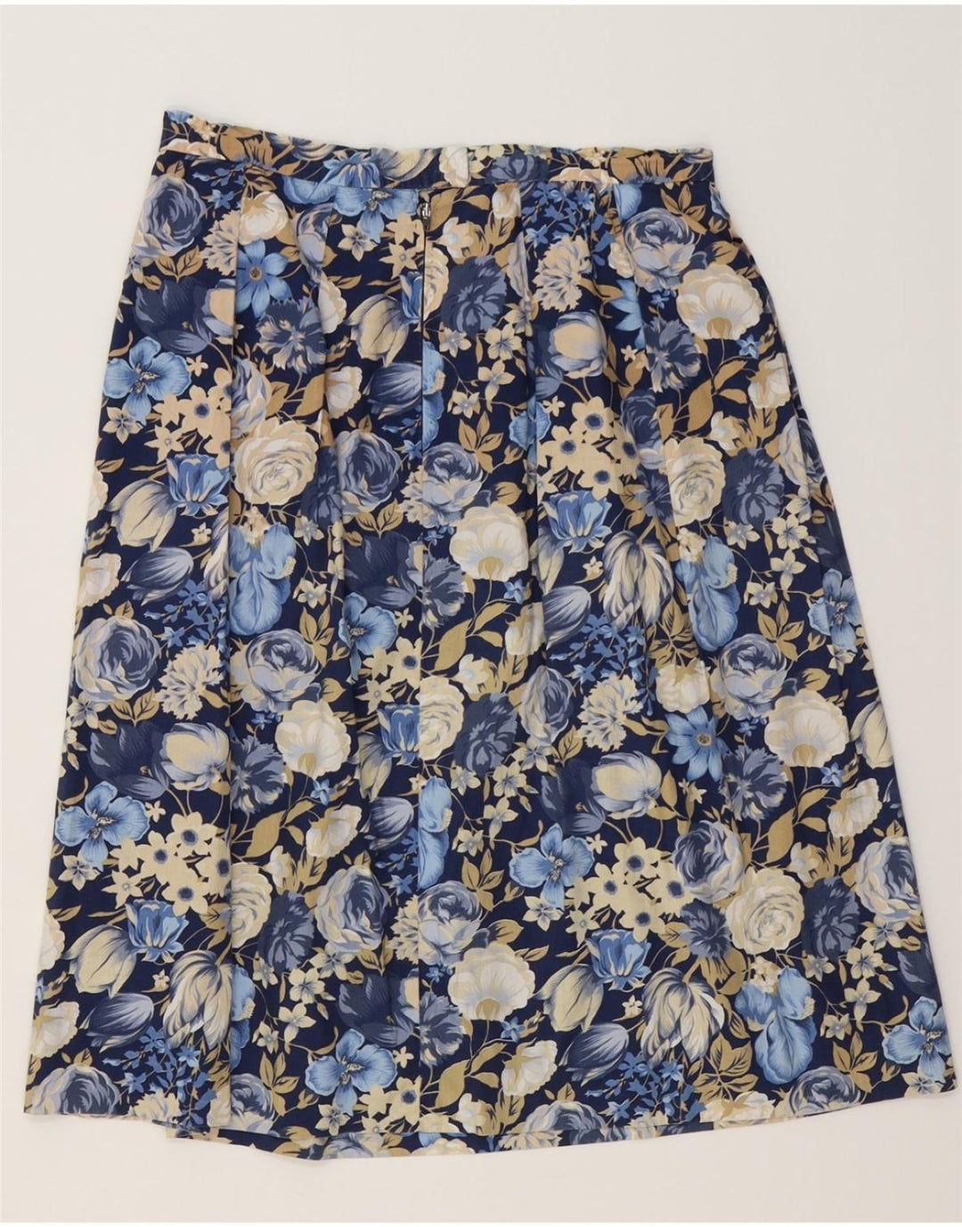 VINTAGE Womens A-Line Skirt W30 Medium  Navy Blue Floral Vintage Vintage and Second-Hand Vintage from Messina Hembry 
