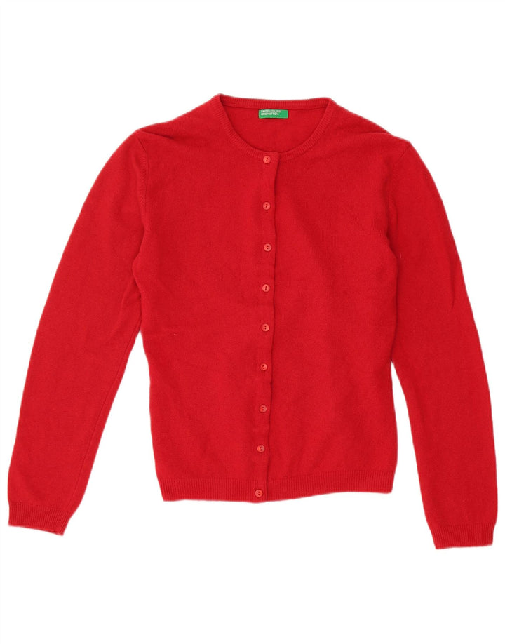 Benetton Dame Cardigan Sweater UK 12 Medium Rød