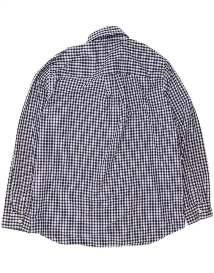 Chaps Herre Easy Care Shirt XL Navy Blue Gingham Cotton