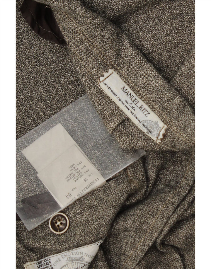 Manuel Ritz Herre 2 Button Blazer Jacket IT 54 2XL Grå Flecked Bomuld