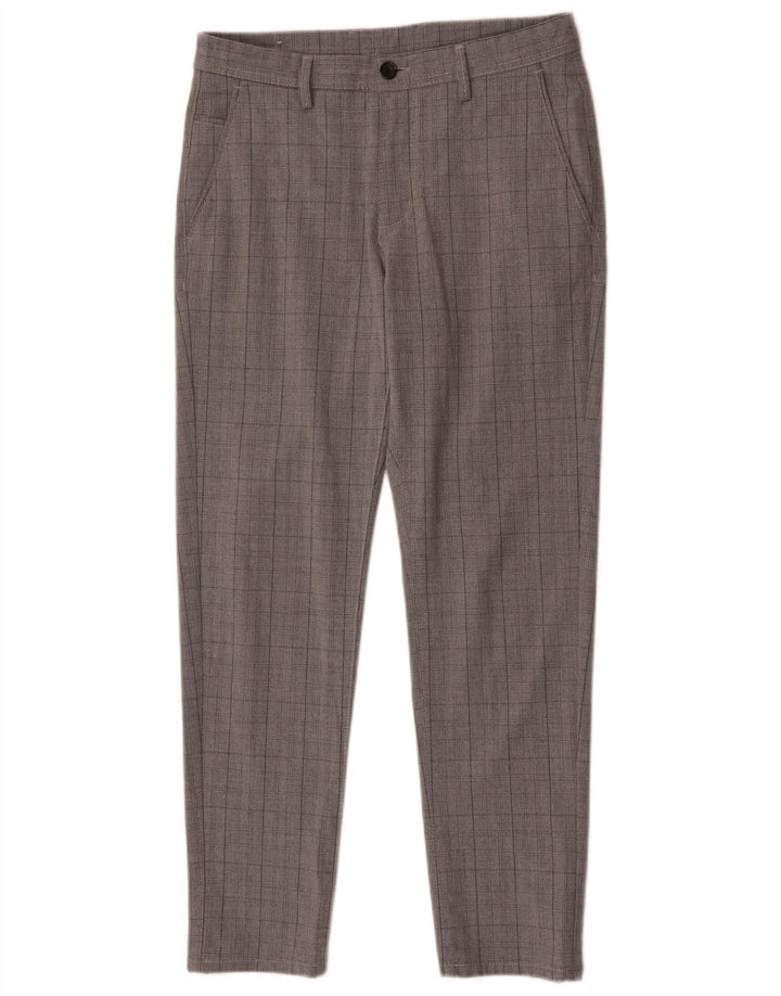 Zara Herre Slim Chino Bukser EU 38 Small W30 L28 Grå ternet polyester