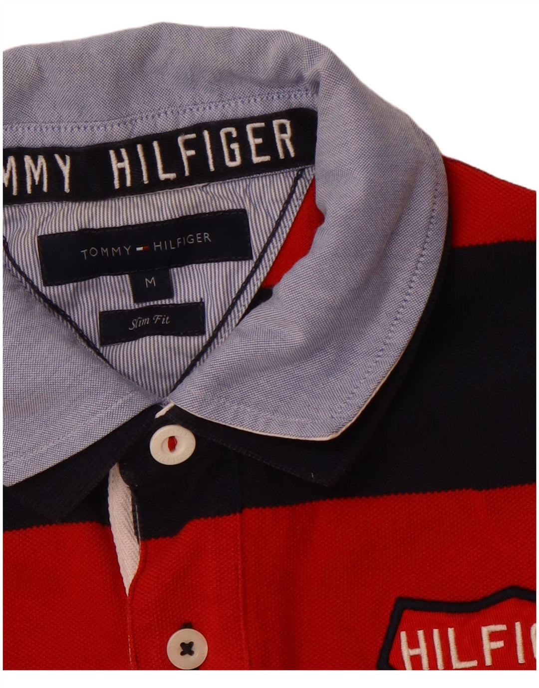 TOMMY HILFIGER Herre Slim Fit Grafisk Rugby Polo Shirt Medium rød stribet