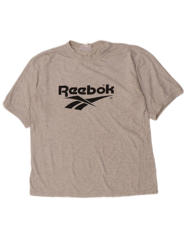 Reebok Mens Graphic T-Shirt Top Medium Grey Flecked Cotton