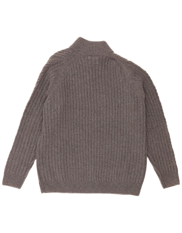 Timberland Herre Regular Fit Zip Neck Jumper Sweater 2XL Grå Geometrisk Uld
