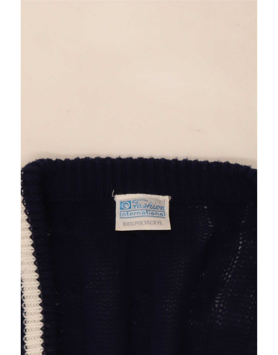 Vintage cardigan sweater til mænd IT 48/50 Mellem marineblå stribet polyester