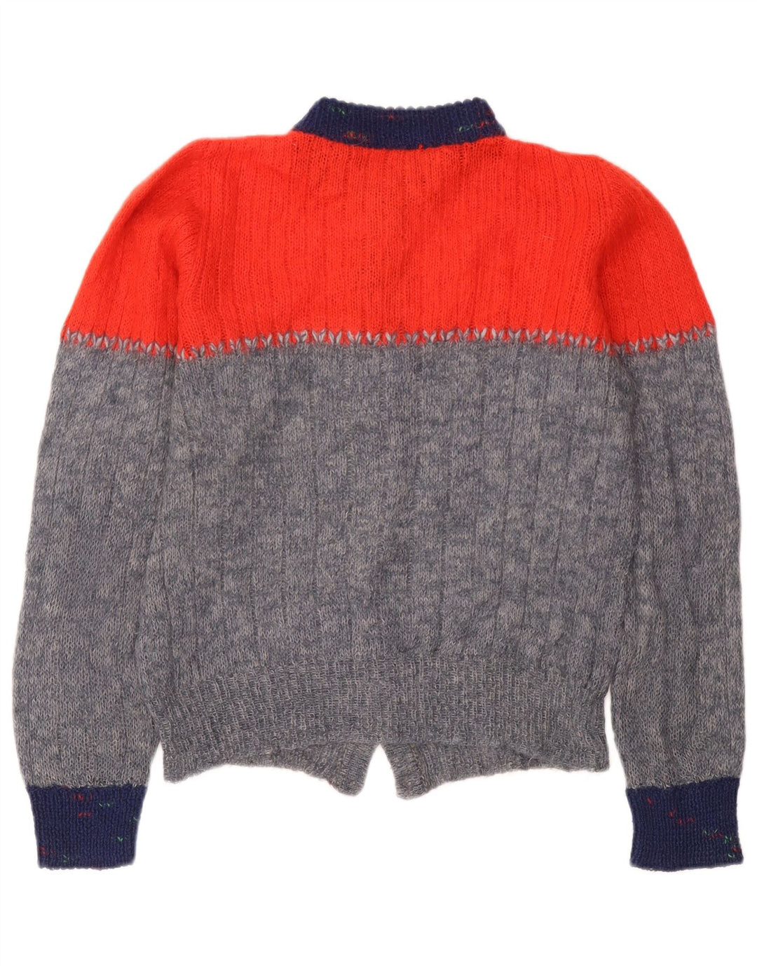 Vintage snefnug cardigan sweater til kvinder UK 14 Medium Grey Colourblock
